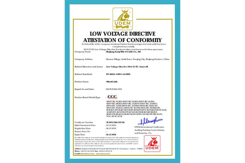 LOW VOLTAGE DIRECTIVE ATIESTATION OF CONFORMIY